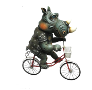 Carlos and Albert Rhino on Bicycle